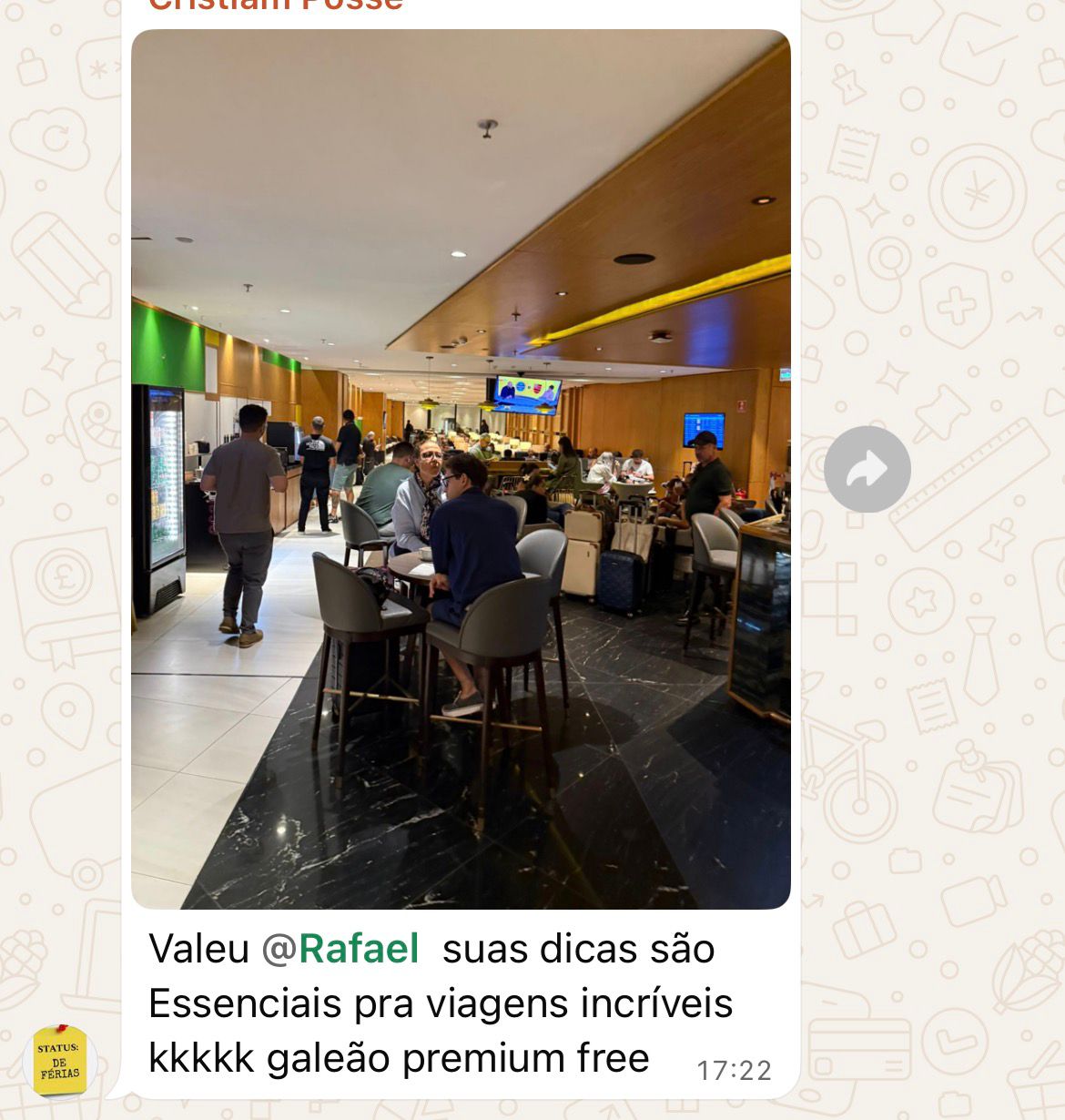 Aluno na sala VIP Galeão Premium