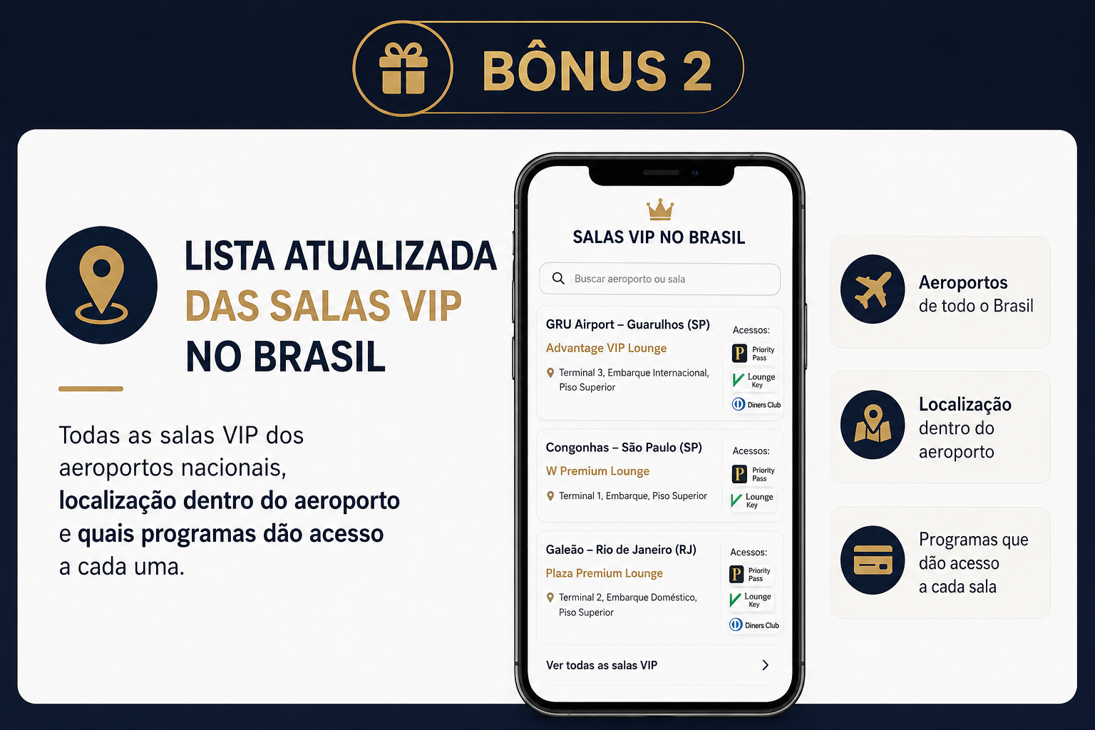 Bônus 2 — Lista atualizada das salas VIP no Brasil